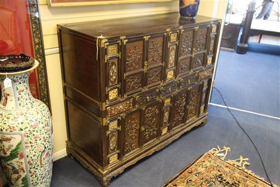 An early 20th century Chinese rosewood cabinet, W.4ft 5.5in.